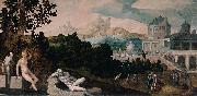Jan van Scorel Landscape with Bathsheba oil painting reproduction
